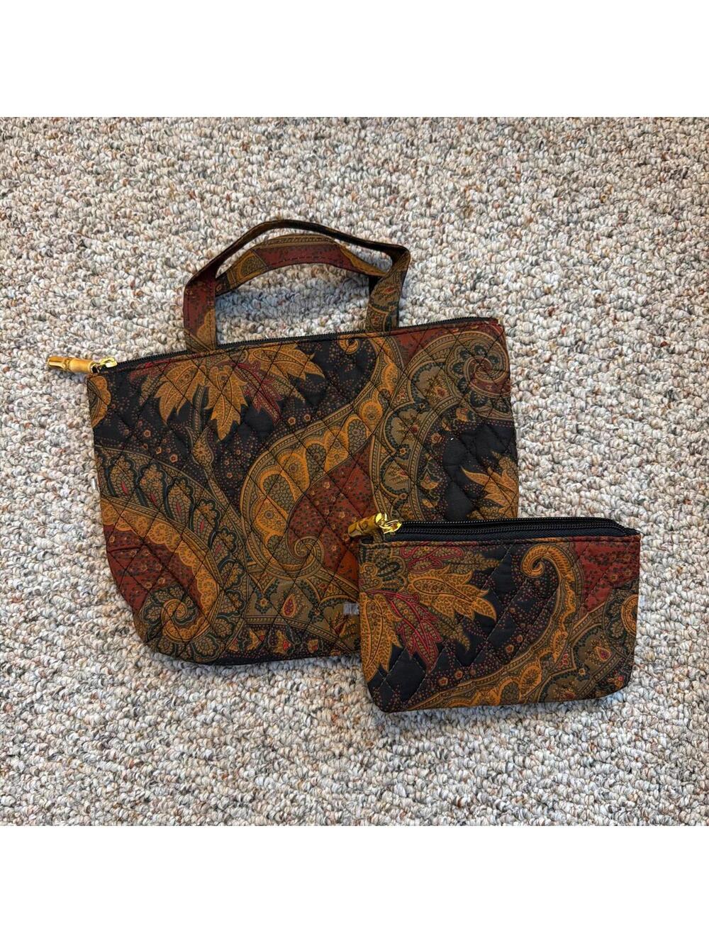 Paisley moody cosmetic makeup cases w/bamboo zipper pulls